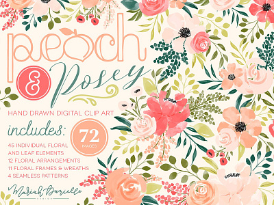 Peach & Posey Floral Graphic Set clip art clipart floral floral bouquet floral clipart floral graphic set flower flower bouquet flower graphic set graphic graphic set set