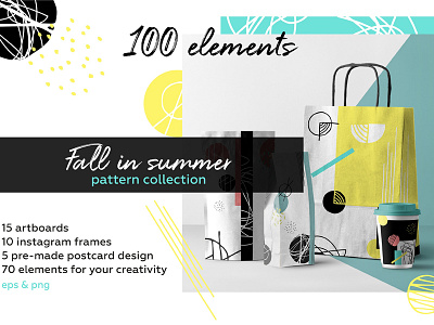 Fall in summer! Hand drawn patterns. abstract art background branding colorful graphic hand drawn instagram frames patterns print design summer pattern vector