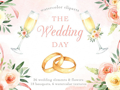 The Wedding Day Watercolor Clip Art clipart flowers watercolor watercolor bouquet watercolor clip art watercolor clipart watercolor floral watercolor flowers wedding