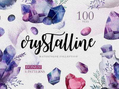 CRYSTALLINE. Watercolor collection background crystal crystalline design kit floral gems illustration jewel pattern stylish watercolor watercolor collection