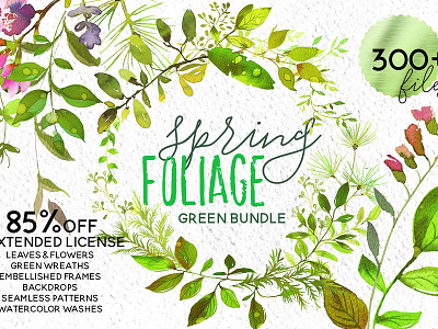 Spring Foliage Watercolor Bundle forest wedding green foliage watercolor green leaves green wreaths leafy collection leafy wreaths watercolor bundle watercolor foliage watercolor leaves wedding clipart