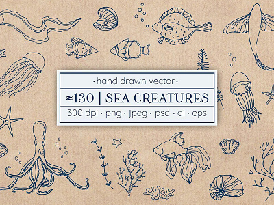 Vector sea creatures - FREE Download clip art creatures eps hand drawn ocean png psd sea sea creatures vector vector clip art vector sea creatures