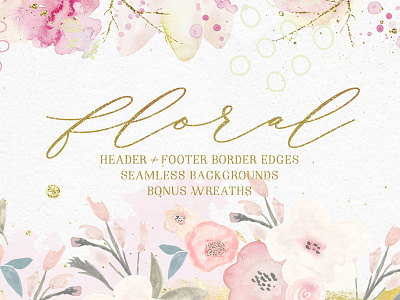 Floral Background Edges & Patterns background background edges floral background edges floral patterns floral seamless patterns floral wreath invitation patterns seamless backgrounds stationary watercolor floral website head background