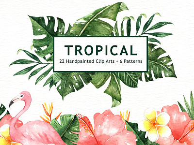 Tropical Leaves Watercolor Clipart digital paper hand painted clipart handpainted illustrations leaf patterns tropical tropical leaves watercolor watercolor clipart watercolor leaf wedding invitation