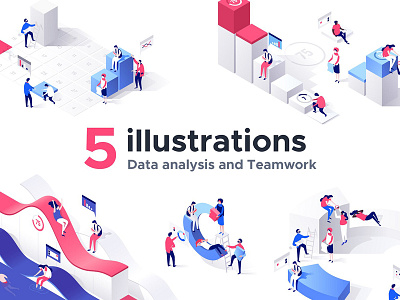 Charts collection - 5 illustrations background business charts charts collection creative dashboard graphic illustrations interface landing page modern website