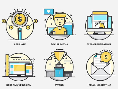 Flat Color Line Design Concepts branding business concepts design icon illustration line line design concepts logo photography technology vector