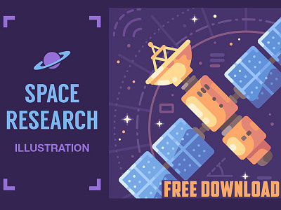 Space research - FREE Download adventure background design discovery flat flat design free download illustration space space research technology vector