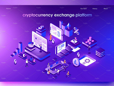 Cryptocurrency illustration bitcoin blockchain business cryptocurrency exchange platform cryptocurrency illustration cryptography currency icon illustration isometric money vector