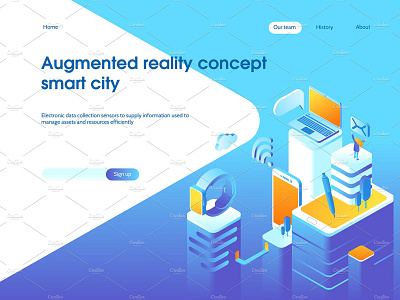 Smart city landing page banner business city concept design development flat illustration infographic isometric landing landing page network page page builder process smart city technology vector website