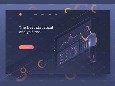 2 vector illustrations - statistics analysis background banner business concept creative design development flat flat design graphic illustration landing landing page marketing statistic vector vector background web app website