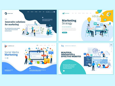 Set of Web Design Templates advertising background banner business concept design development flat icon illustration landing logo page process tehcnology template vector web web app website