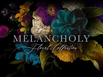 Melancholy Floral Collection alphabet botanical bouquet dark floral floral clipart floral collection flower arrangements flowers graphics leaves letters melancholy melancholy floral collection monograms moody rose vintage watercolor wedding