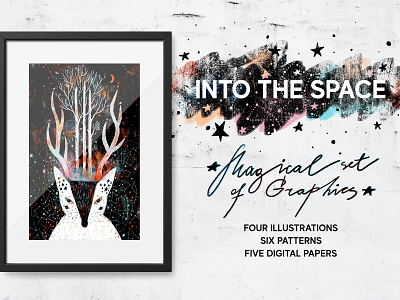 Into the Space | Graphics background card cosmos design digital digital papers galaxy graphics illustration magic magical paper patterns print space space art star texture universe watercolor