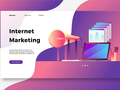 Internet Marketing - Banner & Landin app banner concept concept app design development home icon illustration internet internet marketing landing landing page marketing page process professional web app web development website