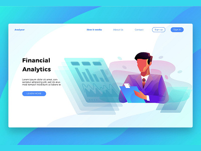 Financial Analytics - Landing Page analytics app banner business concept concept app development finance financial analytics icon icons illustration landing landing page page strategy technology vector web app website