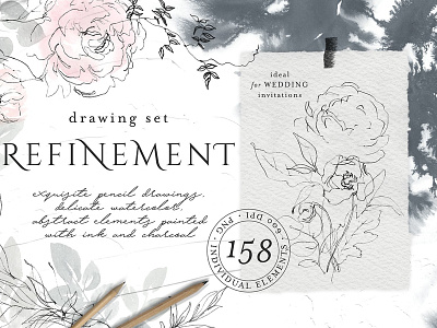 Refinement – drawing set abstract background bouquets clipart design drawing set elements floral floral art floral clipart flower illustration flowers illustration objects pencil drawings refinement refinement drawing set vector watercolor watercolor elements