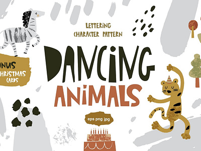 Dancing animals. Graphic set animals animals illustration background cartoon character christmas christmas card concept dancing dancing animals design graphic graphic design graphic elements graphic set illustration lettering pattern vector web