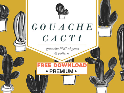 CACTUS - Gouache Illustrations Pack art cactus elements floral flowers free gouache gouache illustration gouache illustrations gouache illustrations pack green house plant illustration objects patterns plant vector vintage