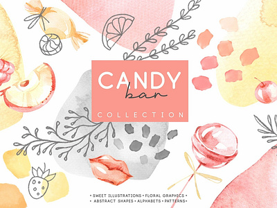 "Candy Bar" Watercolor collection background banner branding candy candy bar children concept design diy greeting cards illustration illustrations logo packaging scrapbooking stationery design vector watercolor watercolor collection website