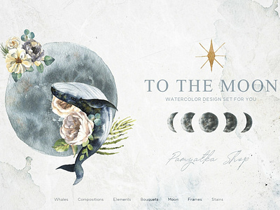 TO THE MOON. Watercolor set bouquet clipart design elements floral floral bouquets flowers frames moon space to the moon watercolor watercolor background watercolor bouquets watercolor clipart watercolor collection watercolor floral watercolor flowers watercolor moon watercolor set wreath