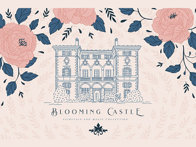 Blooming Castle Collection bloom blooming blooming castle castle clipart collection design design elements feminine floral flowers gold golden ink invitation logo logos spring spring floral texture