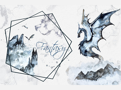 Watercolor Fantasy Clipart Set animal background card clipart clipart design design design elements digital fantasy fantasy clipart fantasy clipart set frame gothic illustration magic vector watercolor watercolor animals watercolor clipart watercolor fantasy clipart