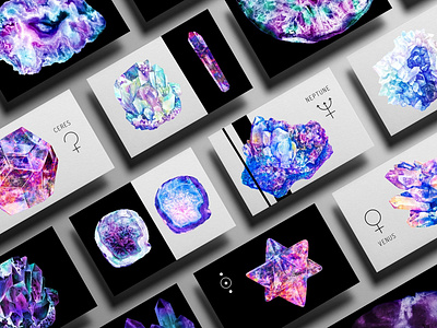 Minerals and space. Astrology set alchemist astrology astrology set bright estoric galaxy gem gem stone horoscope illustration magic marble mineral minerals moon mystic space stars stone zodiac