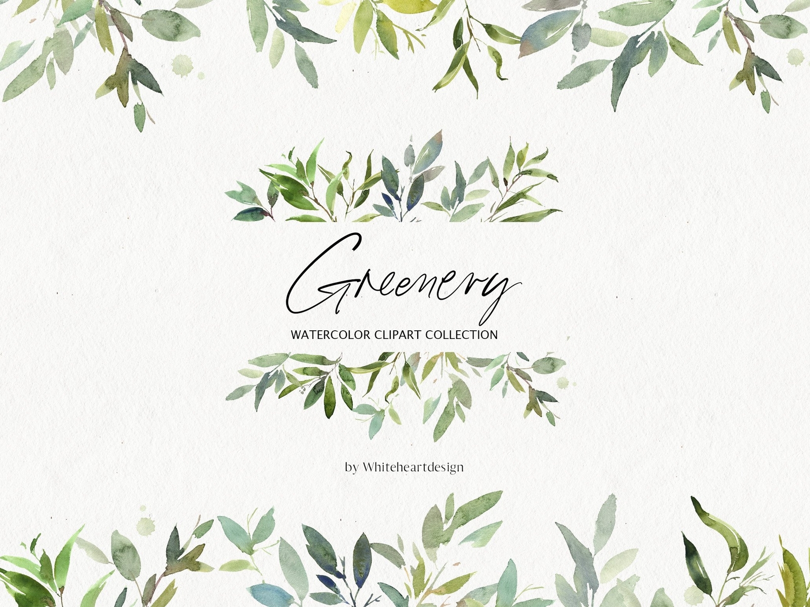 Download Greenery Watercolor Leaves Clipart by Graphics Collection on Dribbble