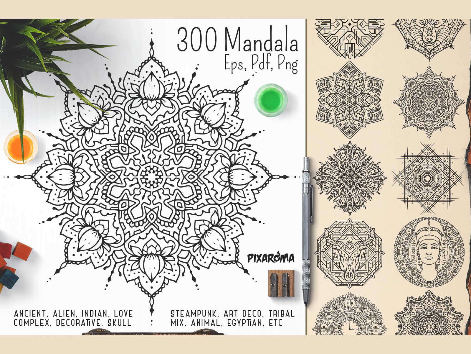 Download 300 Vector Mandala Ornaments By Graphics Collection On Dribbble