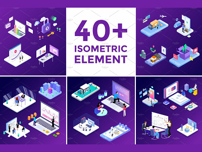 Isometric Elements for Business abstract business concept data design development elements finance illustration internet isometric isometric art isometric design isometric elements landing page marketing process strategy technology website