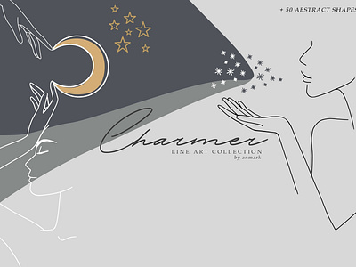 Charmer. Line Art abstract abstract shapes art charm charmer design elements gold golden hands hands illustrations illustration line line art line art collection lline minimal shapes vector women