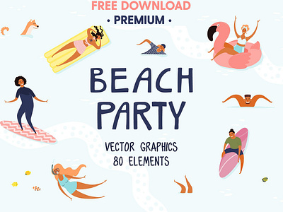 Beach Party, Summer Vector Art background beach beach party clipart concept design floral flowers graphic design graphic elements graphics graphics collection illustration logo summer summer elements summer party summer vector vector vector graphics