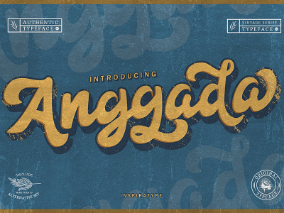 Anggada - Vintage Script Font badge branding elegant font handwritten label lettering logo fonts modern retro font retro fonts script font script fonts typeface typography vintage vintage font vintage fonts vintage script font vintage typeface