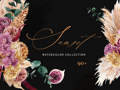 Sunset - Boho Watercolor Collection art background boho boho watercolor clipart design elements floral flowers graphic assets graphic collection graphics illustration sunset sunsets watercolor watercolor collection watercolor floral watercolor painting watercolors wreaths