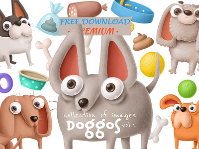 Doggos collection animal character character design character illustration characters clipart design dogs dogs character dogs illustration free download free downloads freebie graphic design illustration nursery clipart postcard poster puppy clipart vector