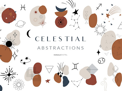 Celestial Abstract Set, Zodiac Stars abstractions art print celestial celestial abstract celestial abstractions clipart design graphic graphic design graphic elements graphics illustration logo logos luxury star stars stationery texture zodiac