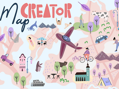 Map Creator animals art design elements fun graphic elements graphics graphics collection illustration illustrations map map creator maps nature people poster poster design rivers set vector