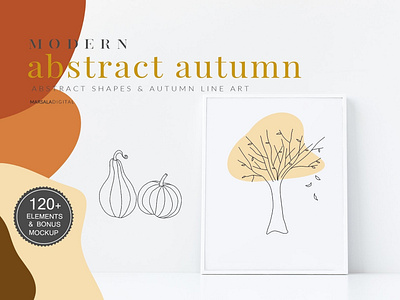 Abstract Autumn Illustrations abstract abstract art abstract design abstract illustration art autumn autumn leaves botanicals clipart design design elements elements graphic design graphics halloween illustration illustrations modern pumpkin vector