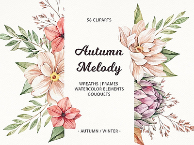 Autumn melody | Watercolour flowers autumn autumn melody clipart design design elements floral flower flower illustration flowers graphic assets graphic elements graphics graphics collection illustration melody vector watercolor watercolor clipart watercolor floral watercolor flowers