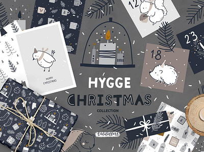 Hygge - Christmas Cards & Patterns card card template cards christmas christmas card christmas cards christmas pattern christmas poster cute animals foxy holiday card hygge illustration lifestyle pattern patterns poster poster design poster template tag