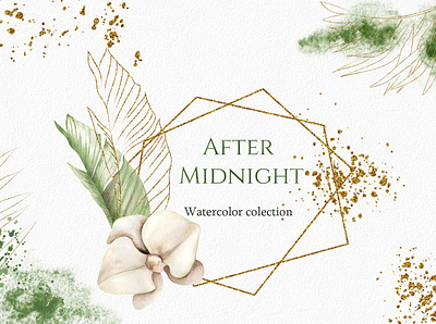 After Midnight. Leaf and texture background bouquet bouquets clipart design floral floral element flowers frame frames gold golden golden leaves illustration leaf leaves texture vector watercolor watercolor collection