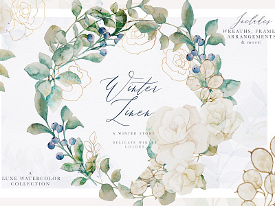 Winter Wedding Watercolor Bundle art background bundle clipart design design elements floral flowers graphics graphics collection illustration illustrations illutration vector watercolor watercolor clipart website wedding winter winter clipart