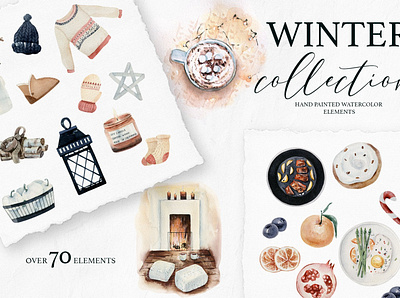 Winter Season Watercolor collection art christmas design floral food food illustration graphic graphic design graphic elements graphics illustration illustrations star vector watercolor watercolor christmas watercolor collection watercolour winter winter season