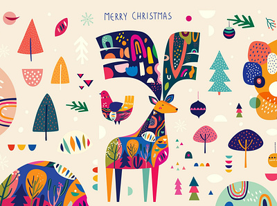 CHRISTMAS Deer animal banner card christmas christmas card christmas collection christmas decoration christmas deer christmas design christmas flyer christmas party christmas tree deer design flyer greeting holiday holidays new year pattern