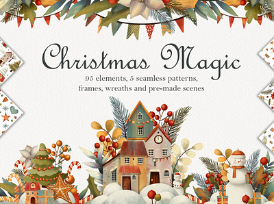 Christmas Magic Set arrangements art background christmas christmas magic christmas magic set clipart design elements floral arrangements graphic graphic design graphic elements graphics illustration new year new year clipart vector winter winter clipart