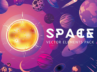 Space Pack 3d abstract art atronomy cosmic design fantasy galaxy graphic minimal moon orbit sky space space design space illustration space pack system universe word