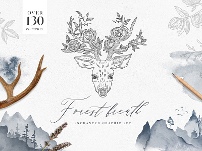 Forest Breath. Enchanted graphic set animal animals clipart design design elements enchanted forest forest animals forest clipart forest design forest logo forests graphic graphic design graphic elements graphic set graphics illustration illustrations vector
