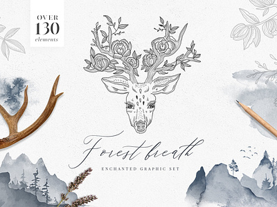 Forest Breath. Enchanted graphic set animal animals clipart design design elements enchanted forest forest animals forest clipart forest design forest logo forests graphic graphic design graphic elements graphic set graphics illustration illustrations vector