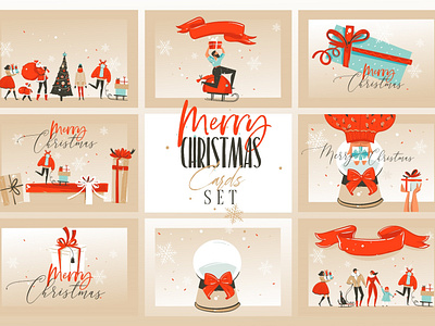 Christmas cards set art card card set cards cards set christmas christmas card christmas card set christmas cards christmas flyer christmas party christmas tree design digital art flyer illustration poster poster design poster template vector