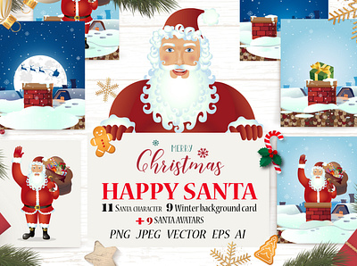 Santa Character Vector Christmas set art character christmas christmas clipart christmas design christmas flyer christmas poster christmas set festive merry merry christmas merry christmas poster poster poster design posters santa vector vector art vector illustration vector poster